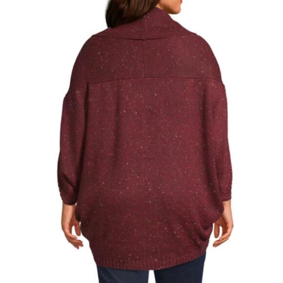 ANA A NEW APPROACH Wine cowl neck knit poncho sweater size 1X BohoWestern - Picture 11 of 11